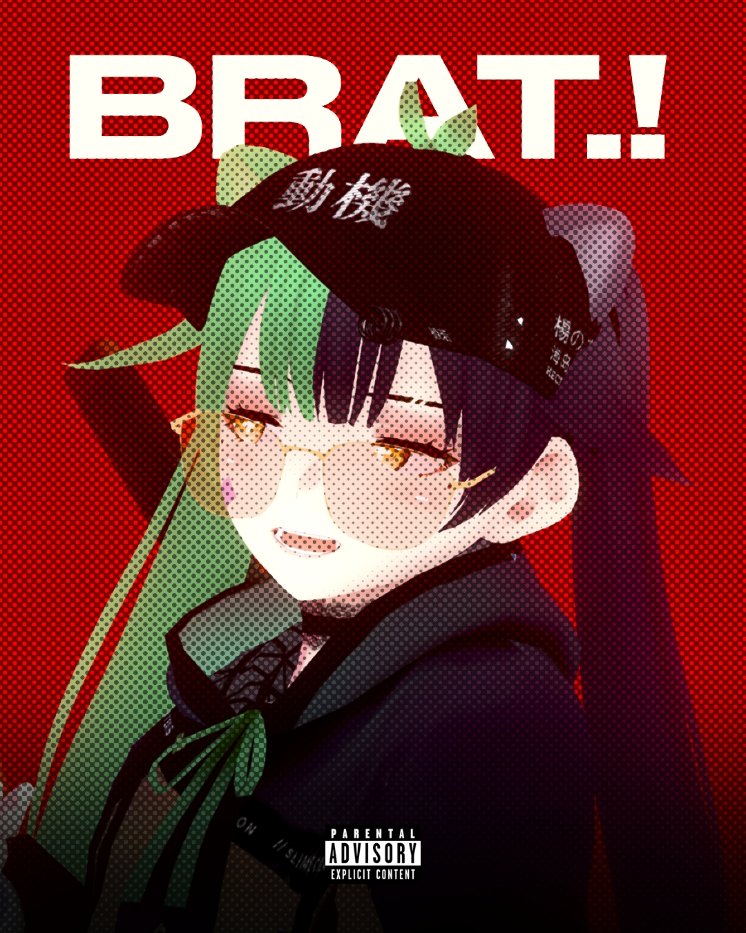 Close-up of a colorful graffiti on a brick wall.